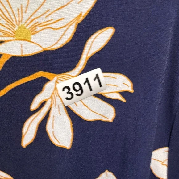 Tahari Women Dress Floral Faux Wrap Navy Blue Short Sleeve XL - Picture 11 of 13